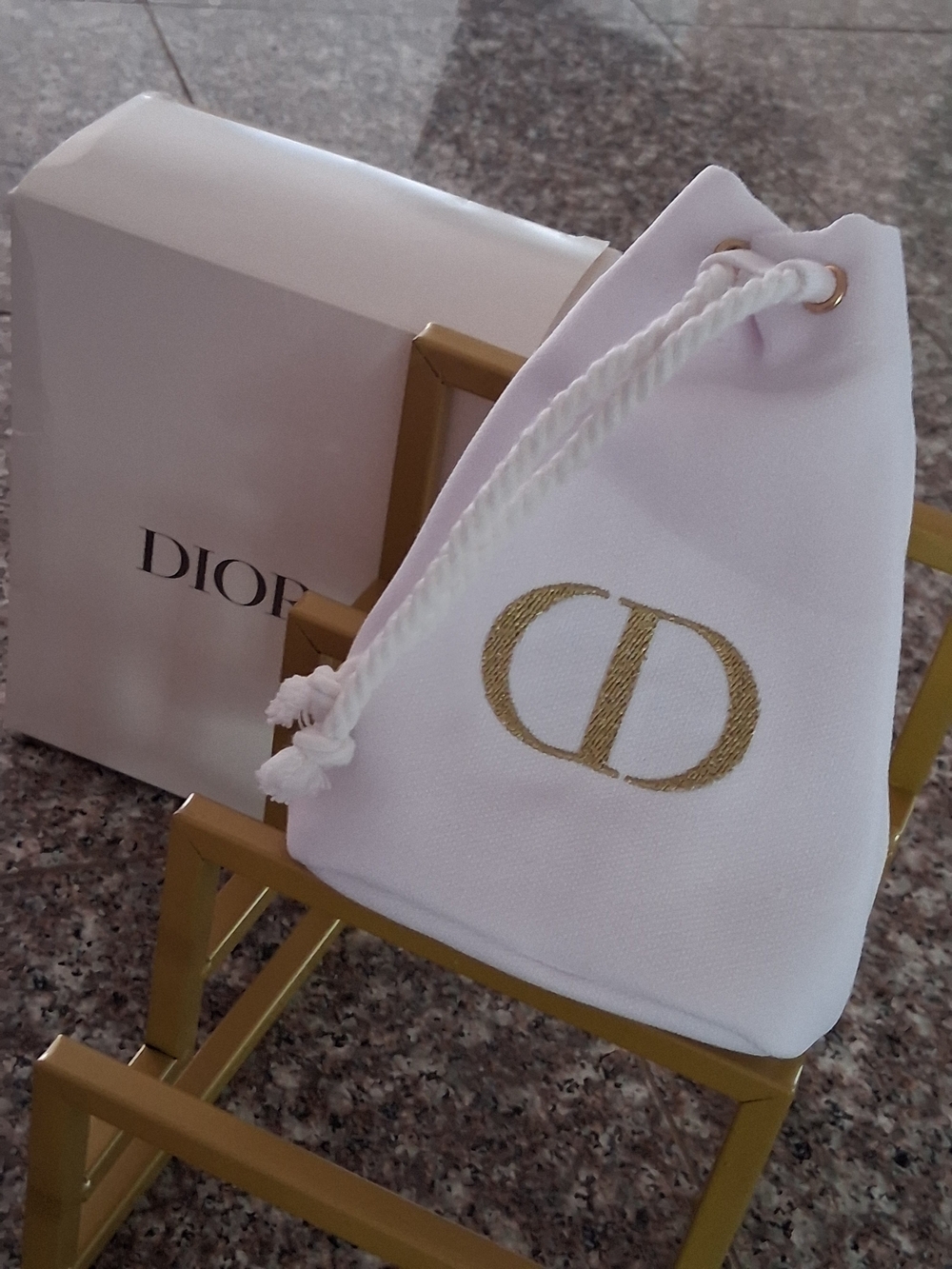 Dior VIP/GWP White Drawstring Pouch - Luxury Accessory Bag